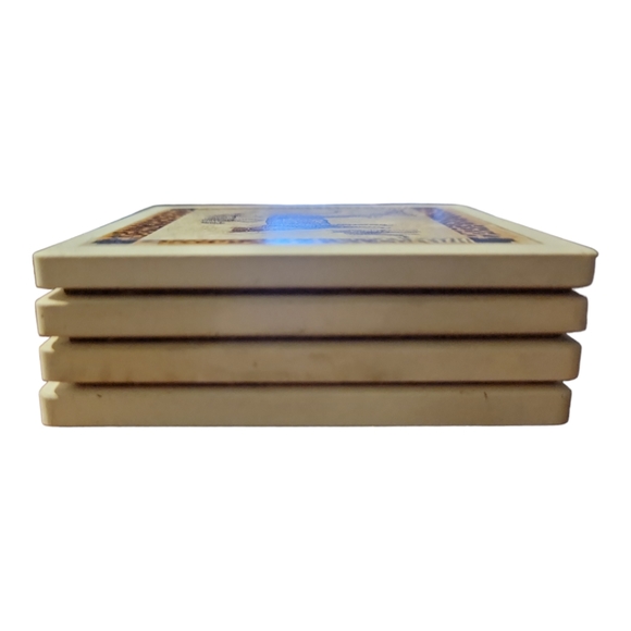 4 Vtg Cheetah Animal Square Ceramic Coasters Non-Slip Cork Back - Picture 7 of 7